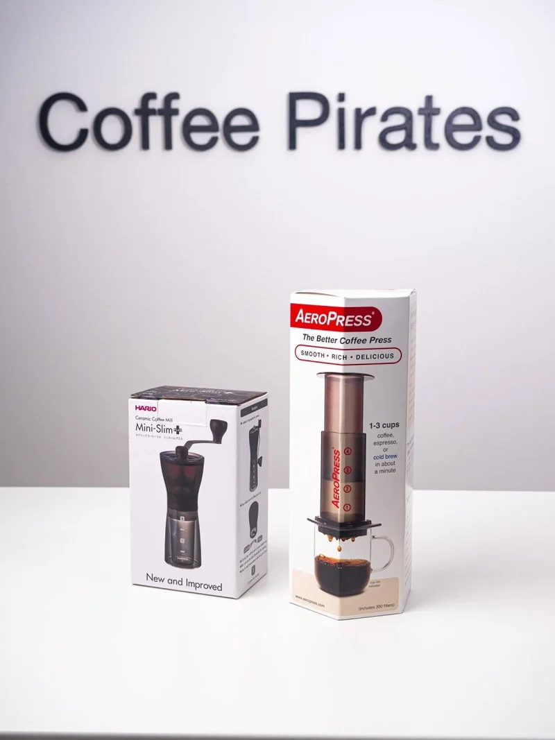 AeroPress & Hario Handmühle im Set