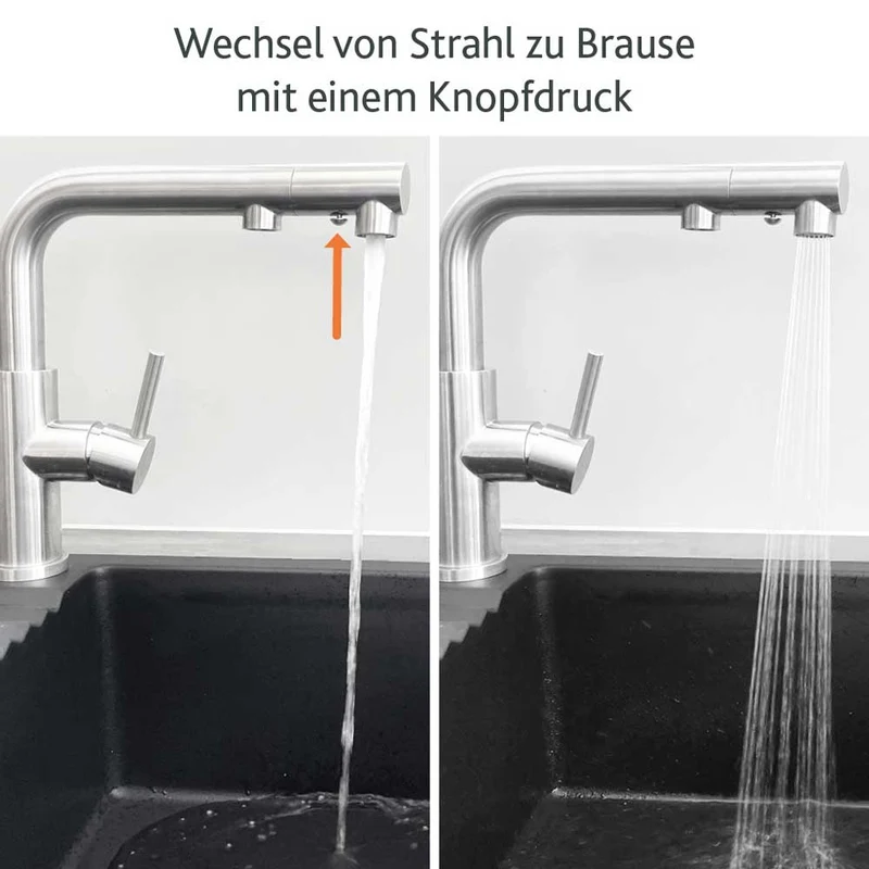 Herausziehbare 3-4-Wege-Armatur Calabro Edelstahl poliert glänzend