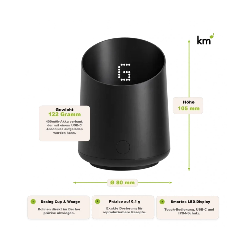 Subminimal Subscale: Digitaler Kaffee-Dosierbecher