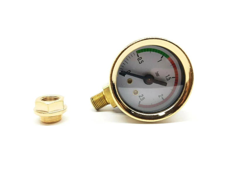 La Pavoni Gold Pressure Gauge Kit With Nut For Europiccola Ø 41mm 0-2.5 bar