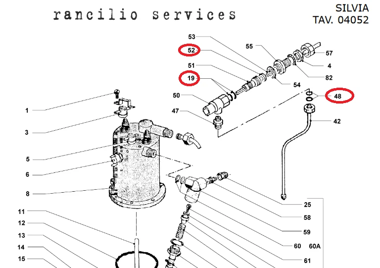Rancilio Silvia Steam Valve Repair Kit - 5 piece set for models version 1-2