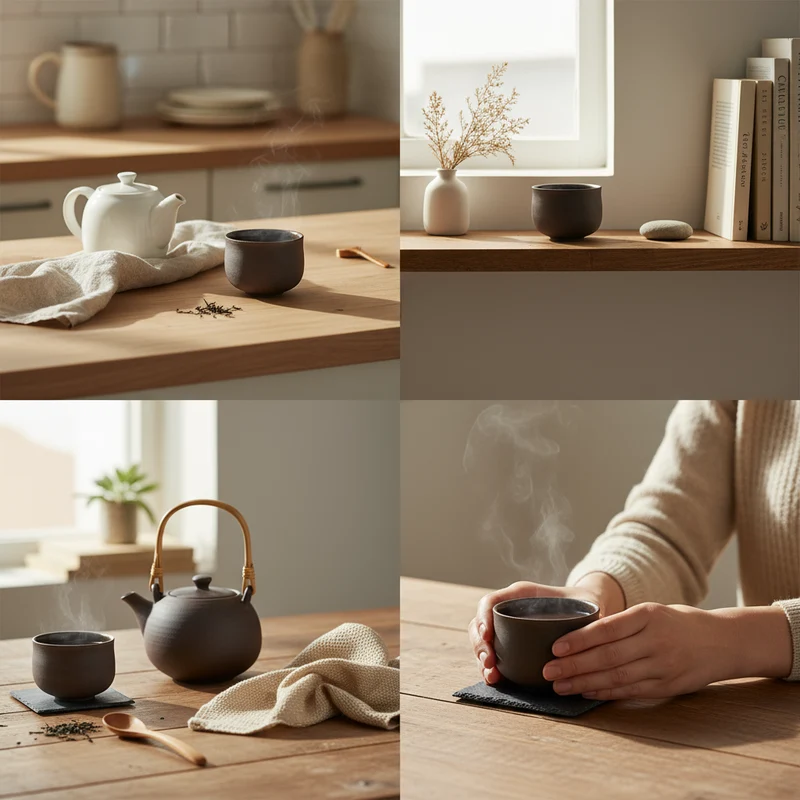 Ocha Teetasse grau/schwarz | Matcha Tasse