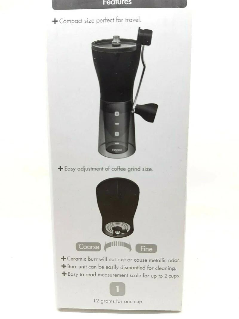 Hario Mini Mill Slim Plus Ceramic Coffee Mill Hand Grinder MSS-1DTB Compact Size