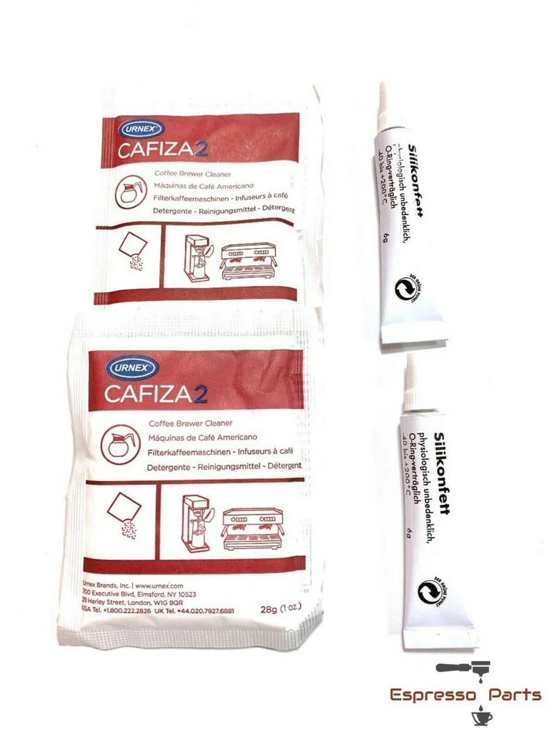 Coffee Machine Maintenance Set Kit With 2 x Urnex Cafiza 2 & 2 x Silicon Grease