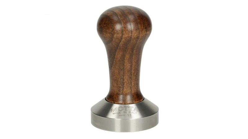 MOTTA Professional Barista Tamper Brown Wood Flat Base - 53mm