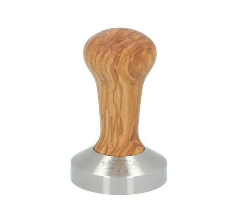 Motta Flat Stainless Coffee Tamper ø 58mm Olive Wood Handle Commercial E61