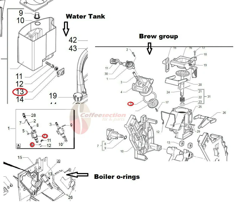 Saeco Parts: Kit of Gaskets for Odea, Talea, Xsmall, Intelia, Intuita, Syntia