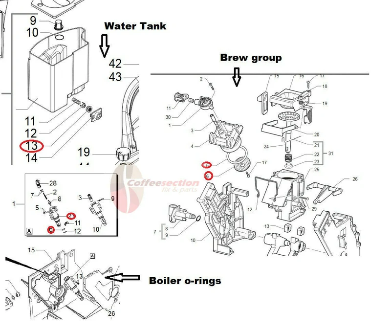 Saeco Parts Kit 16 piece Oring set for Syntia Talea Xsmall Intelia Intuita Odea