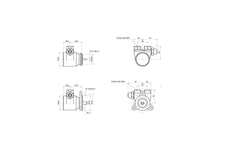 FA154, Rotary Vane Pump Nuert Ø 3/8" Gas,150 L/H CASADIO, CIMBALI, FAEMA