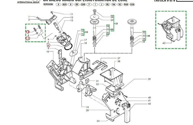 Saeco parts - Full Kit Set for Magic, Incanto, Italia, Royal, Rotel gaskets pins