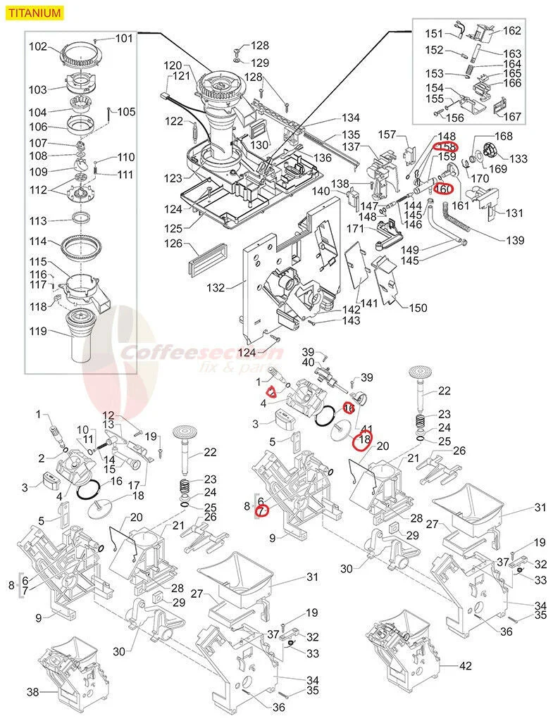 GAGGIA TITANIUM Repair Kit, Saeco MAGIC, INCANTO, ROYAL, ITALIA, SET,