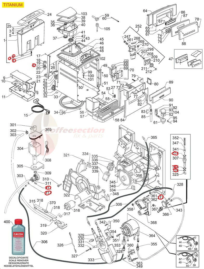 GAGGIA TITANIUM Repair Kit, Saeco MAGIC, INCANTO, ROYAL, ITALIA, SET,