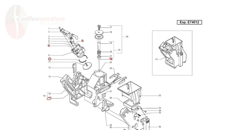 Saeco Gaggia Brew Group Unit, Gasket Kit, Set for Vienna, Magic, Royal, Syncrony