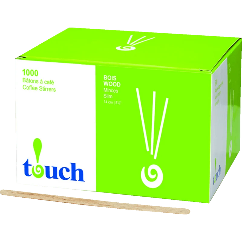 Touch Wooden Stir Stick - 4.5", 1000 CT