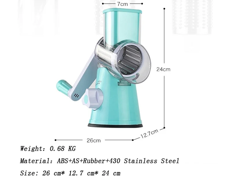 Multifunctional Drum-type Hand-operated Vegetable Cheese Shredder Device Grater Potato Slicer