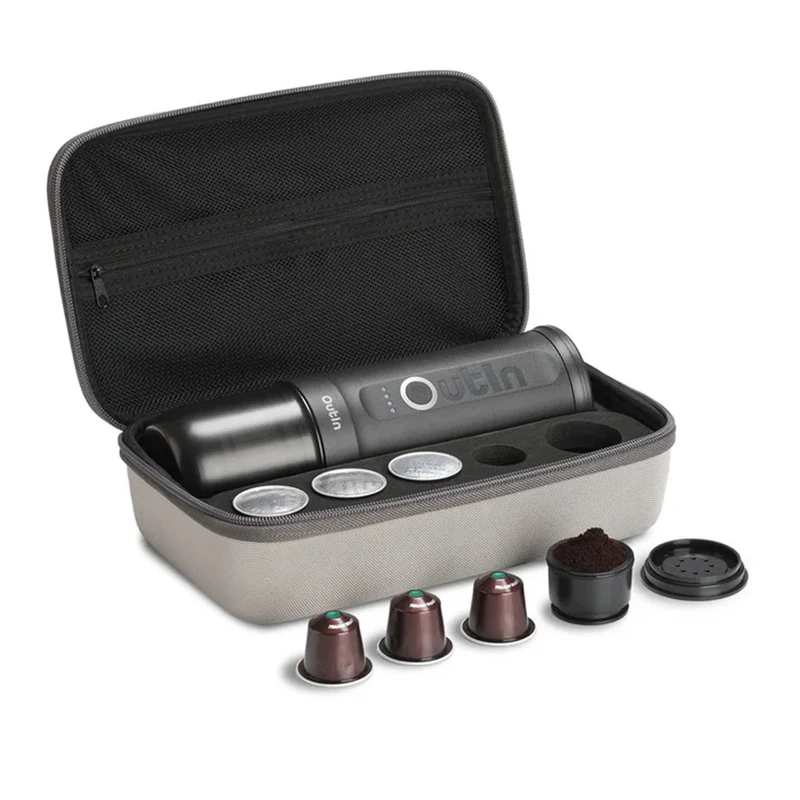 OutIn Nano Portable Electric Espresso Machine Travel Kit, Space Grey