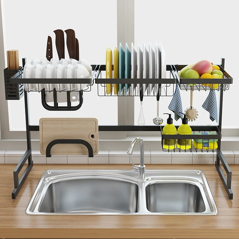 Stainless Steel Sink Drain Rack Kitchen Shelf Two-story Floor Sink Sink Rack Dish Rack Kitchen Rack