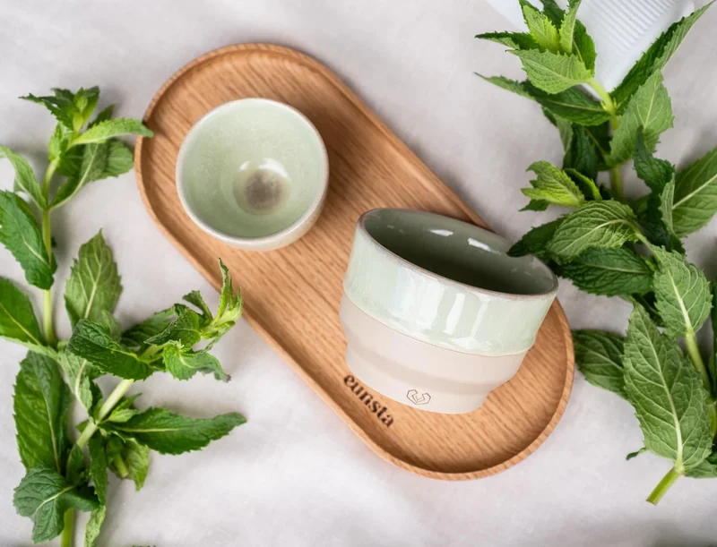 hartmud Mint Lotus150 – Handgefertigte Steinzeugtasse 150 ml