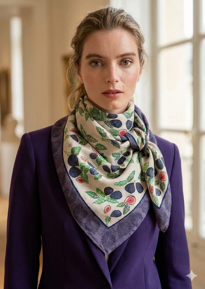 FIG ORCHARD CREPE SILK SCARF