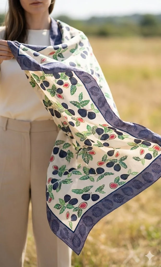 FIG ORCHARD CREPE SILK SCARF