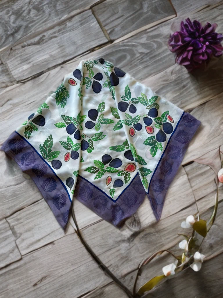 FIG ORCHARD CREPE SILK SCARF
