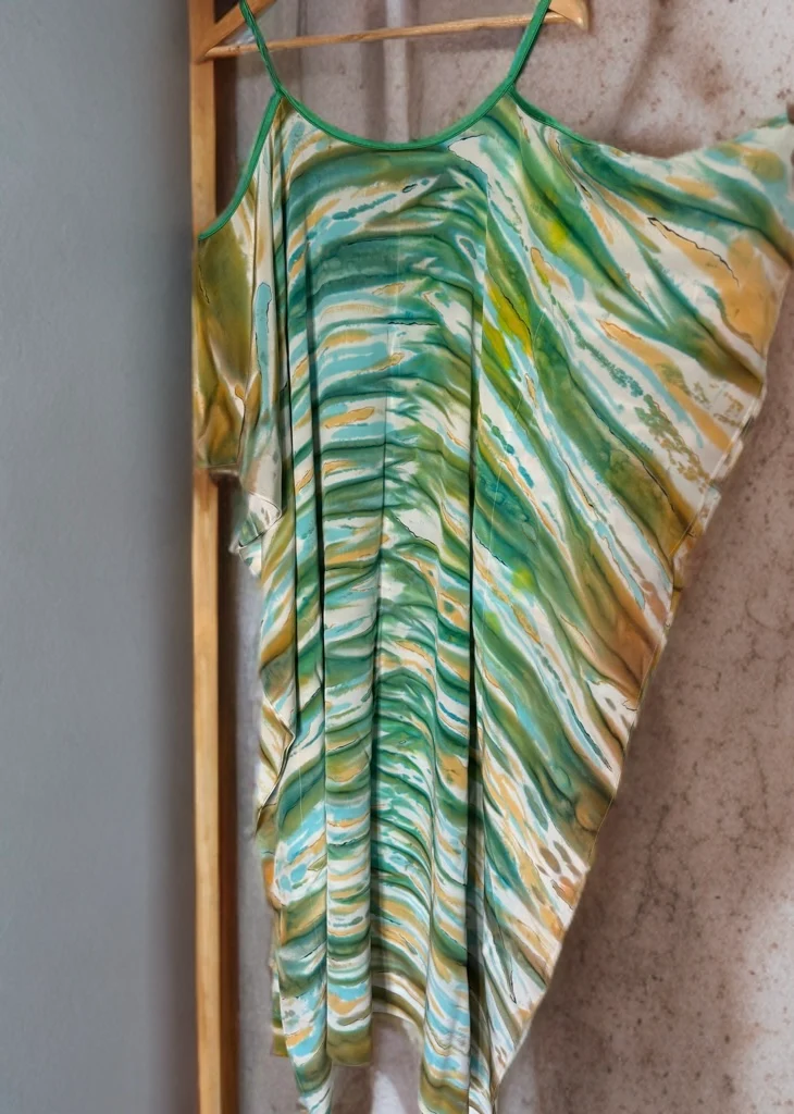 Ripples – Handpainted Silk Crepe Beach Kaftan
