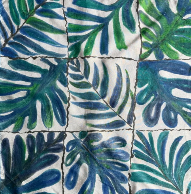 BOTANICAL MOSAIC – HANDPAINTED SILK POCKET SQUARE