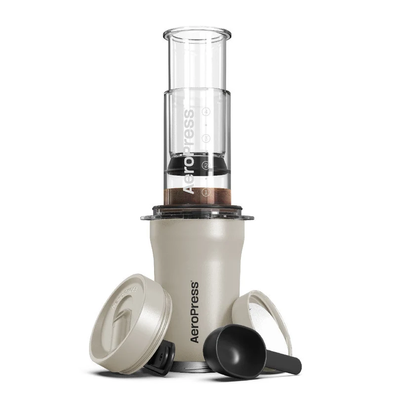 AeroPress Go Plus – Portable Travel Coffee Maker Kit - Cream