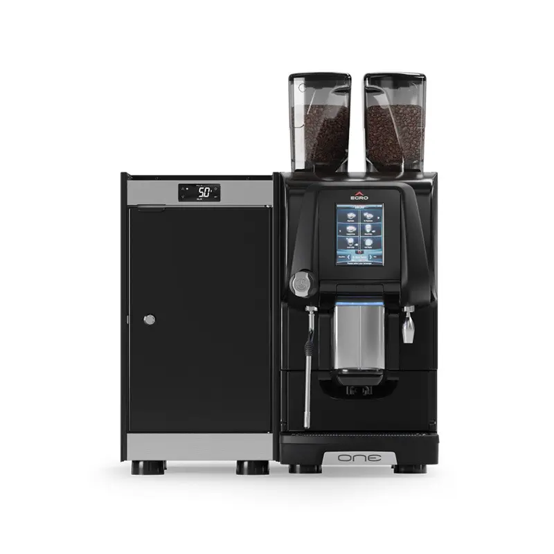 Egro One Top Milk Fully Automatic Coffee Machine + MK6 Compact 6L Fridge Commercial Bundle