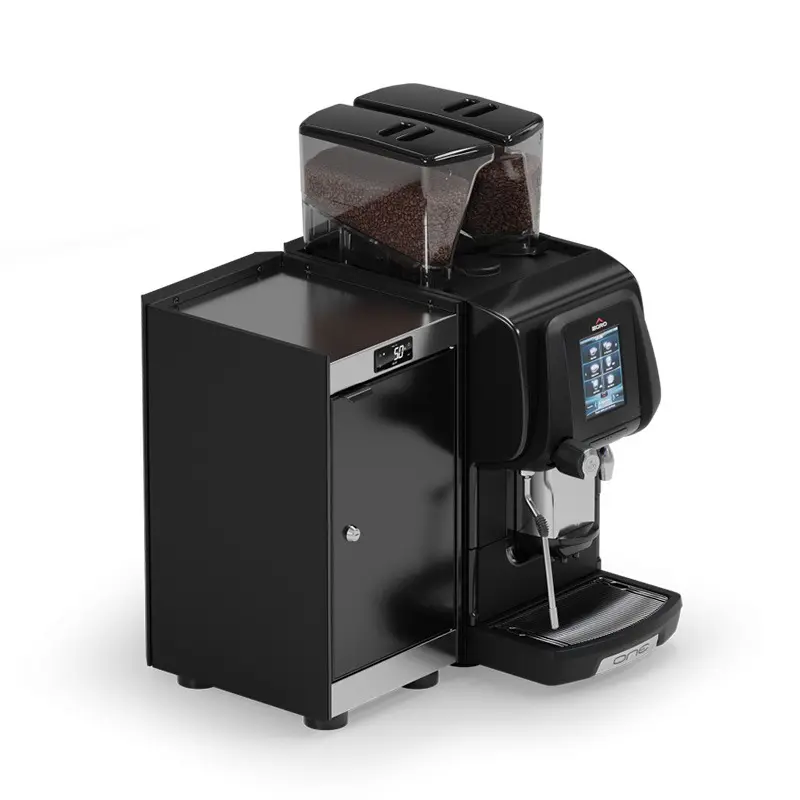 Egro One Top Milk Fully Automatic Coffee Machine + MK6 Compact 6L Fridge Commercial Bundle
