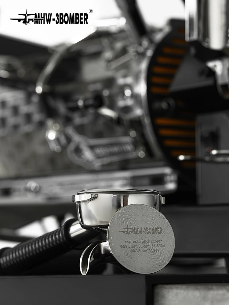 MHW-3BOMBER Espresso Puck Screen With Round Hole - Silver