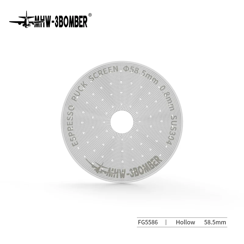 MHW-3BOMBER Espresso Puck Screen With Round Hole - Silver