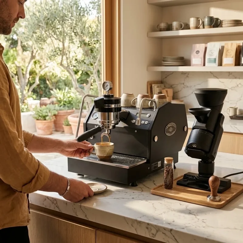 La Marzocco GS3 MP Espresso Machine + Weber Workshops EG-1 Coffee Grinder Home Bundle Kit