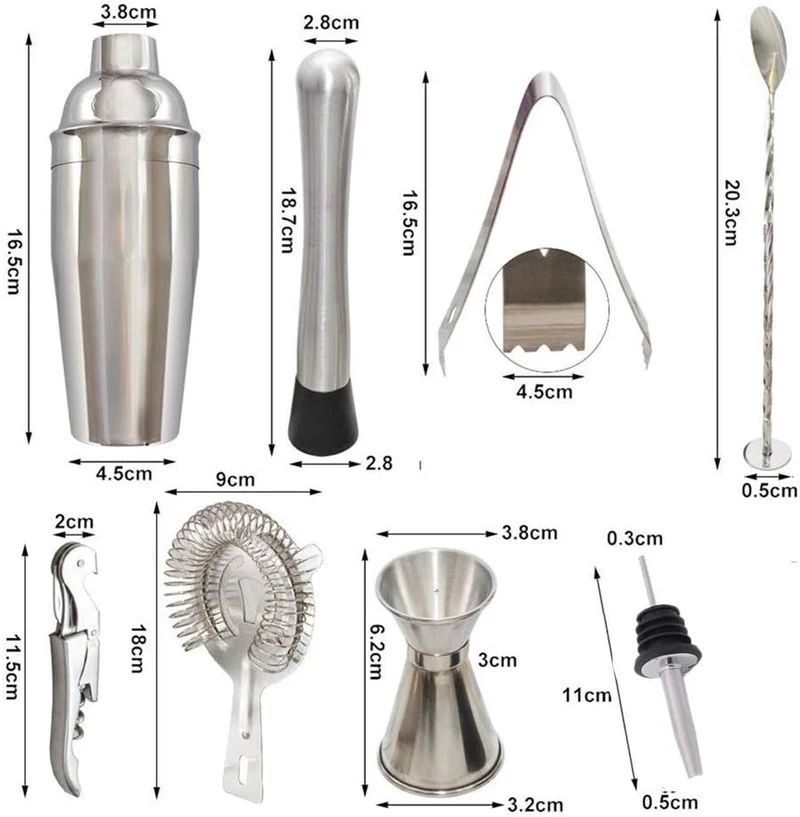Cocktail Shaker Set - 10 PCs