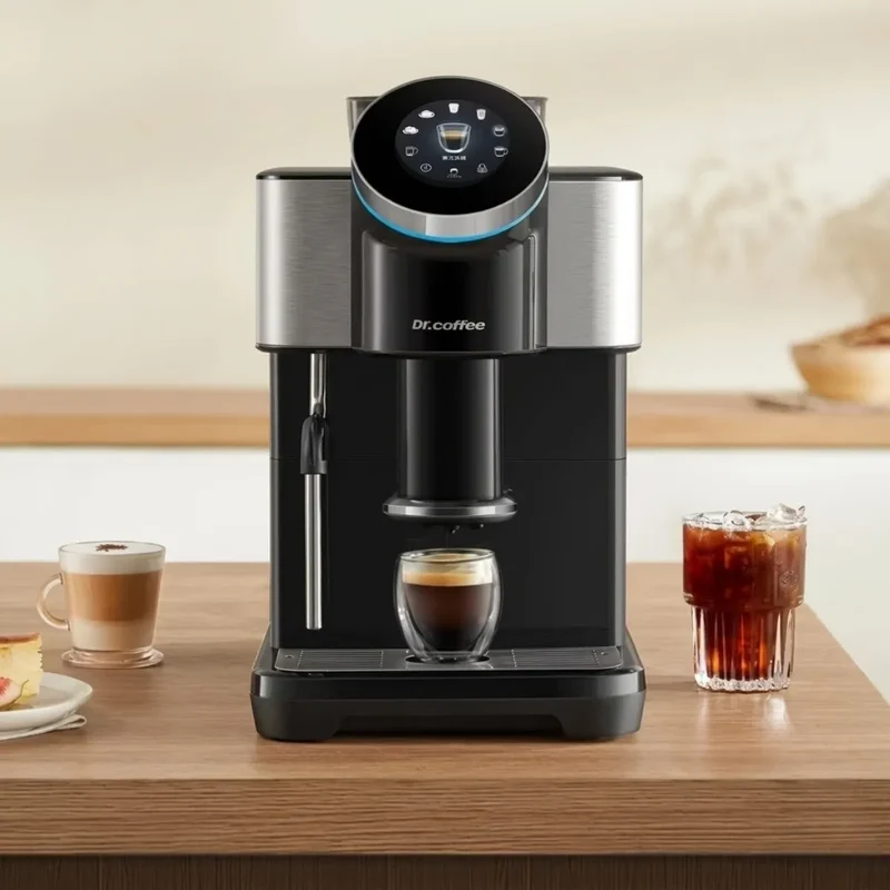 Dr. Coffee H1 Espresso Machine - Bean to Cup + Noise-Free Small Flat Burrs