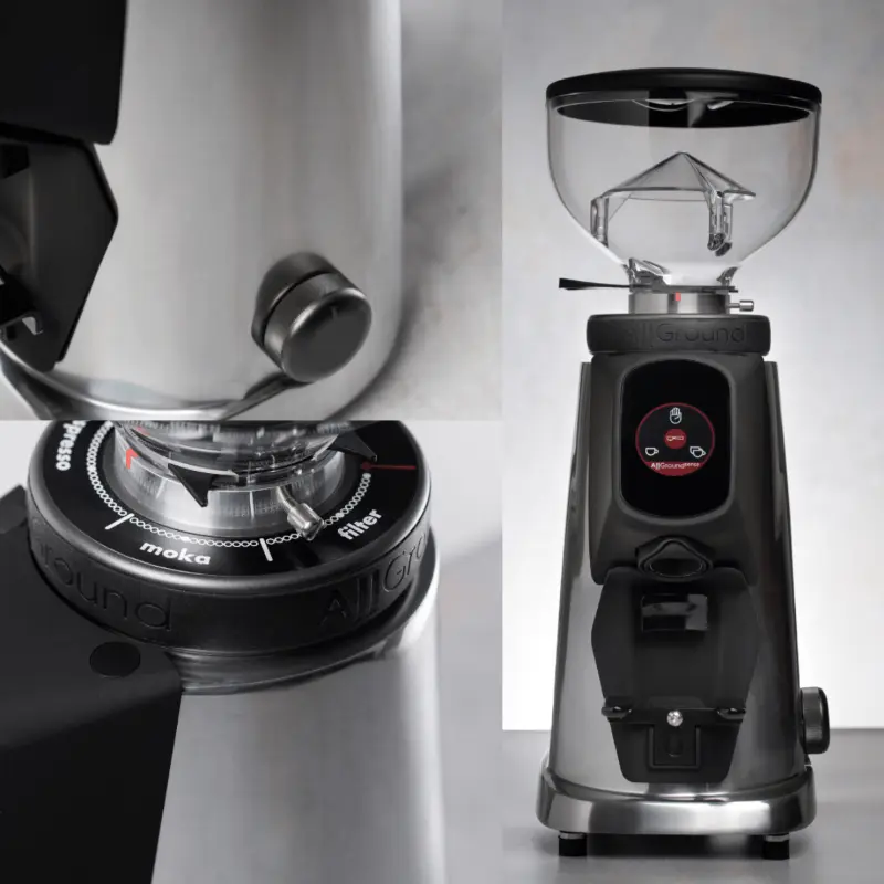 Victoria Arduino E1 Prima Espresso Machine + Fiorenzato All Ground Sense Commercial Bundle Kit