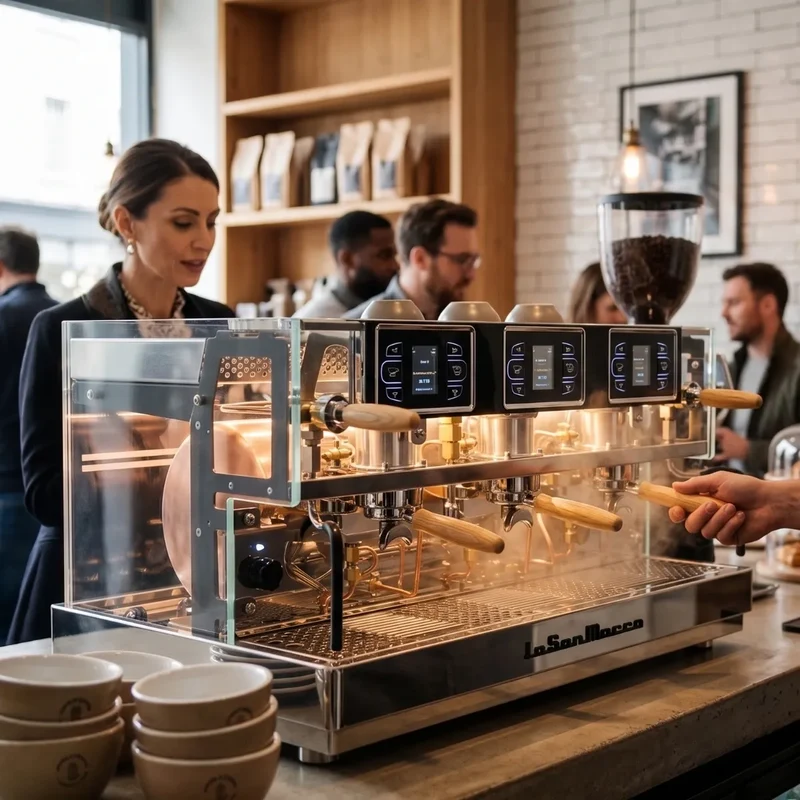 La San Marco LA E Luxury Espresso Machine - Multi Boiler, Fine-Tuning Lever