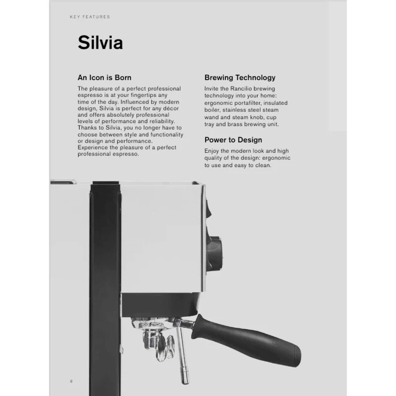 Rancilio Silvia Home Espresso Machine - Single Boiler, Semi-Automatic