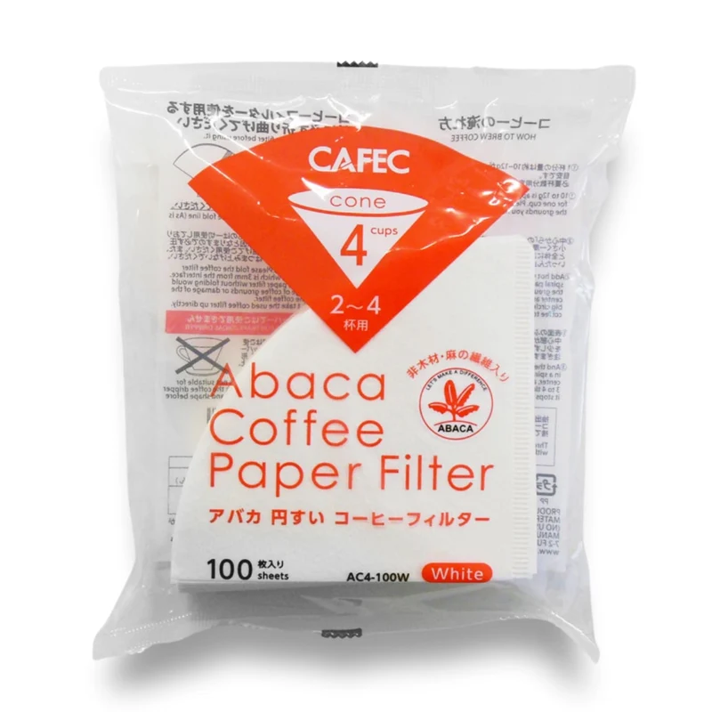 Cafec Abaca Filterpapier Conisch - Wit 100 Stuks