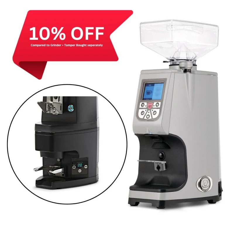 Eureka Atom 60 Espresso Grinder + Eureka Atom Automatic Tamper - Silver