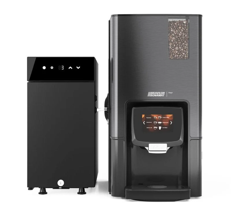 Bravilor Sego 12L Fresh Milk Bean to Cup Coffee & Espresso Machine + 2 x Instant Canisters