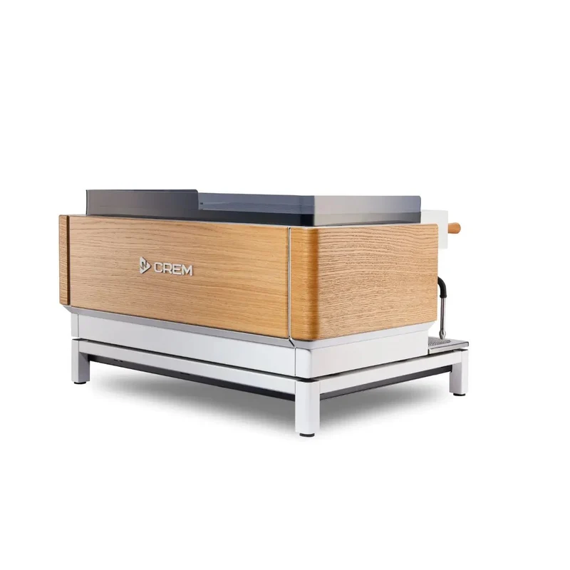 CREM EX3 2 Group Display Espresso Machine + 11.5L Boiler - White/Oak Takeaway Cup Version