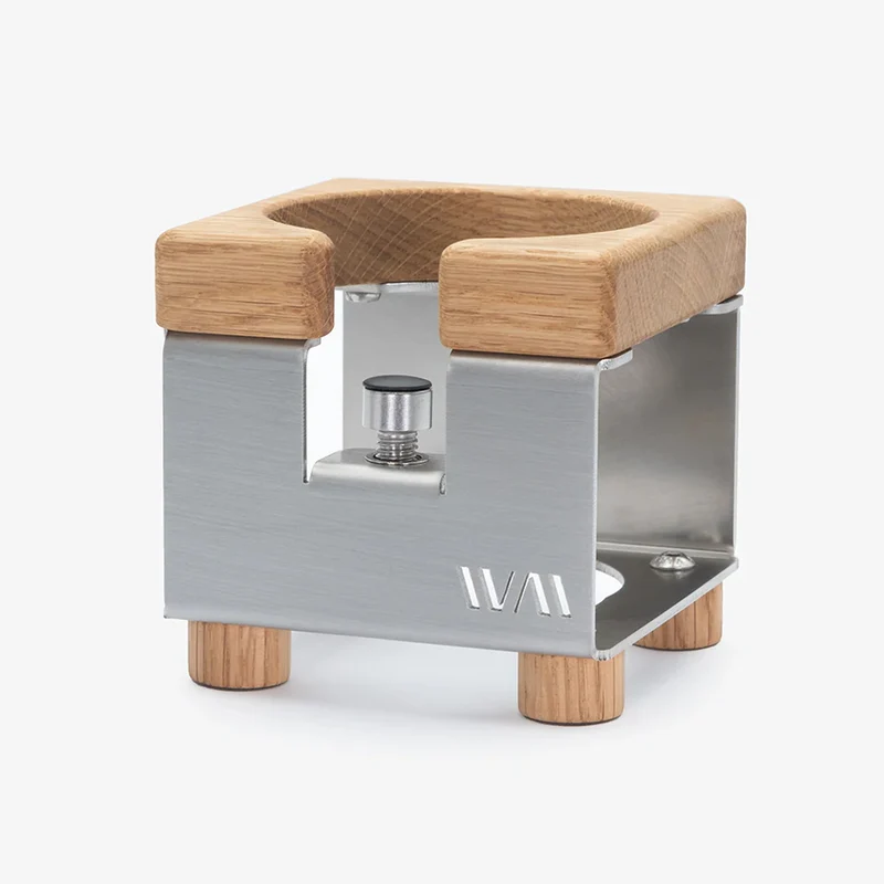 Wiedemann Tamperstation in Edelstahl mit Holz