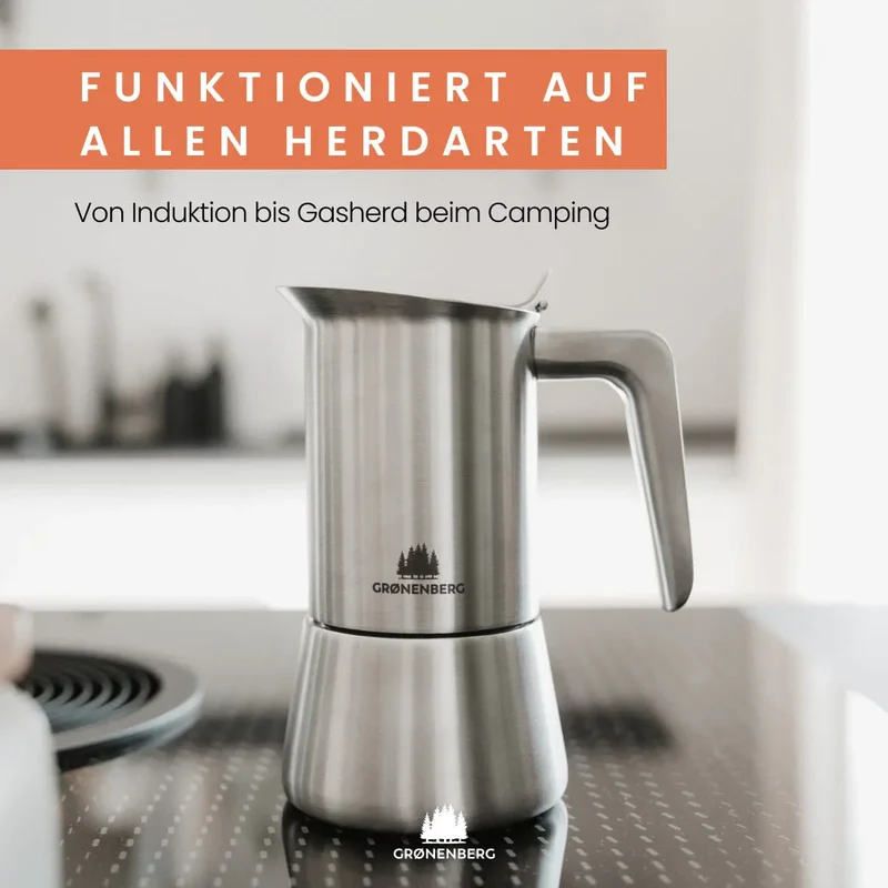 Groenenberg Espressokocher Edelstahl 4 Tassen | Induktion geeignet