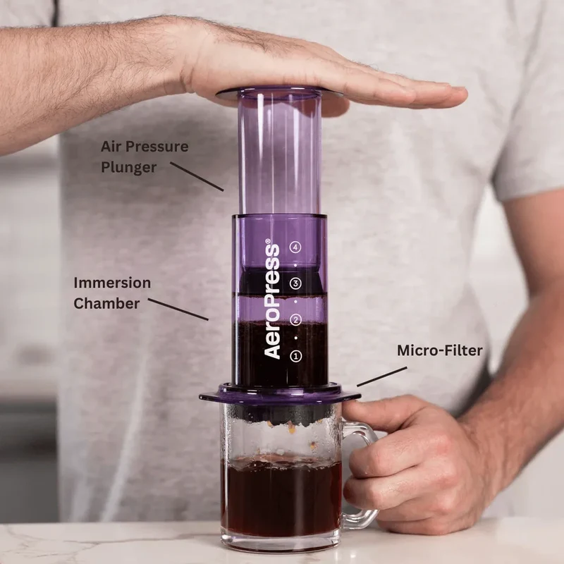 AeroPress Clear Purple Coffee Maker Inkl. 100 Filter